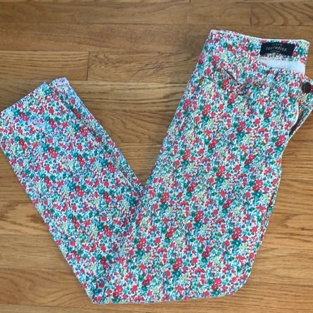 Jcrew toothpick ankle liberty floral jeans size 27